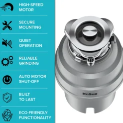 High-Speed 3/4 HP Continuous Feed Ultra-Quiet Motor Garbage Disposal with Power Cord and Flange Included and Universal Mount