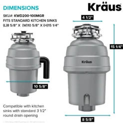 High-Speed 1 HP Continuous Feed Ultra-Quiet Motor Garbage Disposal with Power Cord and Flange Included and Universal Mount