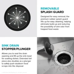 High-Speed 1/3 HP Continuous Feed Ultra-Quiet Motor Garbage Disposal with Quick Connect Mount, Power Cord and Flange Included