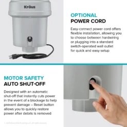 1 HP Continuous Feed Garbage Disposal with Ultra-Quiet Motor for Kitchen Sink with Power Cord and Flange Included