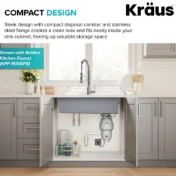 1/2 HP Continuous Feed Garbage Disposal with Ultra-Quiet Motor for Kitchen Sink with Power Cord and Flange Included