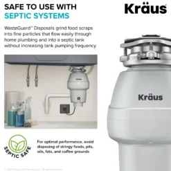 1/2 HP Continuous Feed Garbage Disposal with Ultra-Quiet Motor for Kitchen Sink with Power Cord and Flange Included