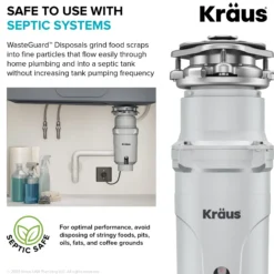 1/3 HP Continuous Feed Garbage Disposal with Ultra-Quiet Motor for Kitchen Sink with Power Cord and Flange Included