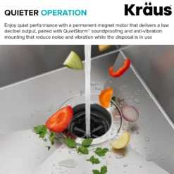 1/3 HP Continuous Feed Garbage Disposal with Ultra-Quiet Motor for Kitchen Sink with Power Cord and Flange Included