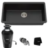 31 Inch Undermount Single Bowl Black Onyx Granite Kitchen Sink with WasteGuard™ Continuous Feed Garbage Disposal