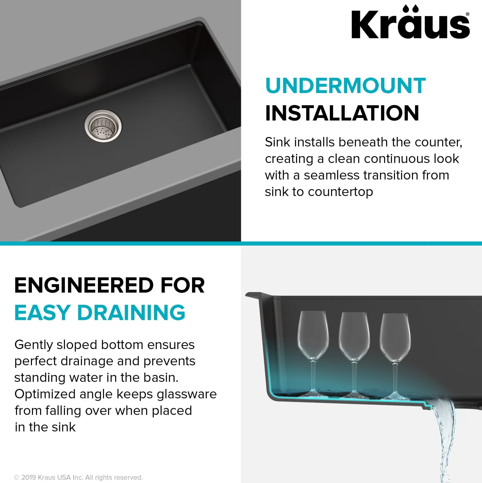 31 Inch Undermount Single Bowl Black Onyx Granite Kitchen Sink with WasteGuard™ Continuous Feed Garbage Disposal