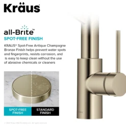 2-in-1 Commercial Style Pull-Down Single Handle Water Filter Kitchen Faucet in Spot-Free Antique Champagne Bronze with Purita™ 2-Stage Under-Sink Filtration System