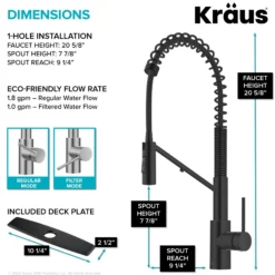2-in-1 Commercial Style Pull-Down Single Handle Water Filter Kitchen Faucet in Matte Black with Purita™ 2-Stage Under-Sink Filtration System