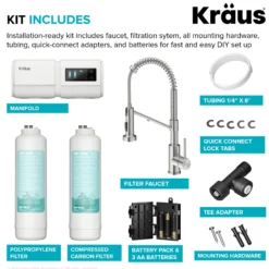 2-in-1 Commercial Style Pull-Down Single Handle Water Filter Kitchen Faucet in Spot-Free Stainless Steel with Purita™ 2-Stage Under-Sink Filtration System