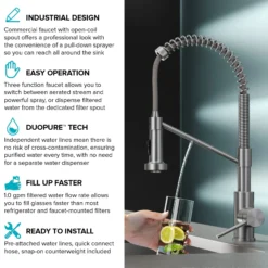 2-in-1 Commercial Style Pull-Down Single Handle Water Filter Kitchen Faucet in Spot-Free Antique Champagne Bronze with Purita™ 2-Stage Under-Sink Filtration System