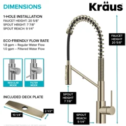2-in-1 Commercial Style Pull-Down Single Handle Water Filter Kitchen Faucet for Reverse Osmosis or Water Filtration System in Spot-Free Antique Champagne Bronze