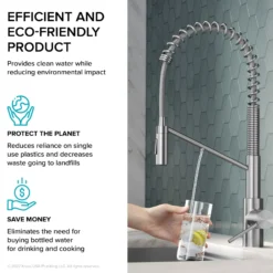 2-in-1 Commercial Style Pull-Down Single Handle Water Filter Kitchen Faucet for Reverse Osmosis or Water Filtration System in Spot-Free Antique Champagne Bronze
