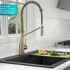 2-in-1 Commercial Style Pull-Down Single Handle Water Filter Kitchen Faucet for Reverse Osmosis or Water Filtration System in Spot-Free Antique Champagne Bronze