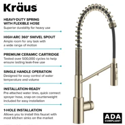 2-in-1 Commercial Style Pull-Down Single Handle Water Filter Kitchen Faucet for Reverse Osmosis or Water Filtration System in Spot-Free Antique Champagne Bronze