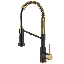 2-in-1 Commercial Style Pull Down Single Handle Water Filter Kitchen Faucet for Reverse Osmosis or Water Filtration System in Brushed Brass / Matte Black