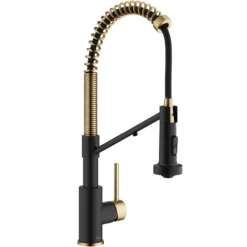 2-in-1 Commercial Style Pull Down Single Handle Water Filter Kitchen Faucet for Reverse Osmosis or Water Filtration System in Brushed Brass / Matte Black