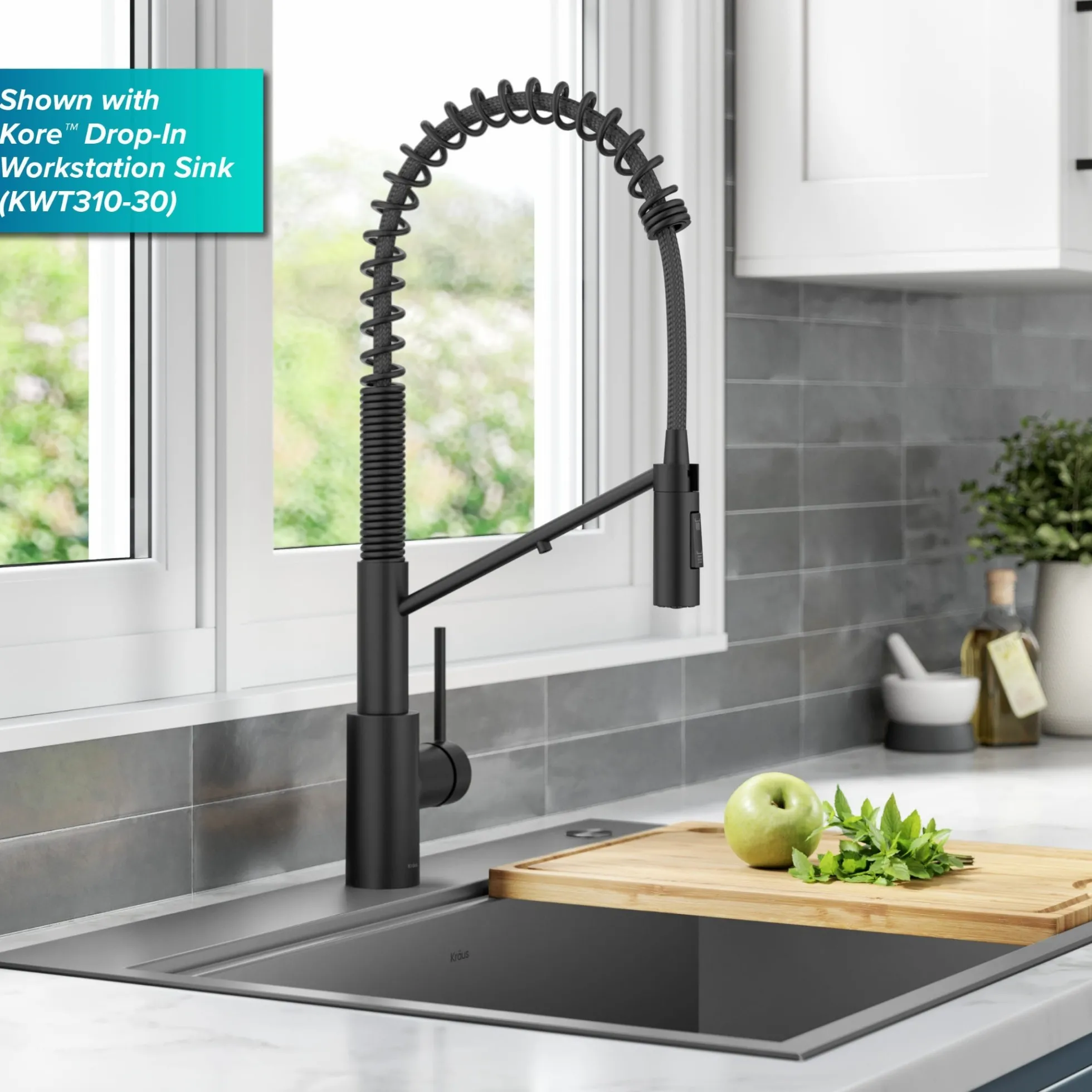 2-in-1 Commercial Style Pull-Down Single Handle Water Filter Kitchen Faucet for Reverse Osmosis or Water Filtration System in Matte Black