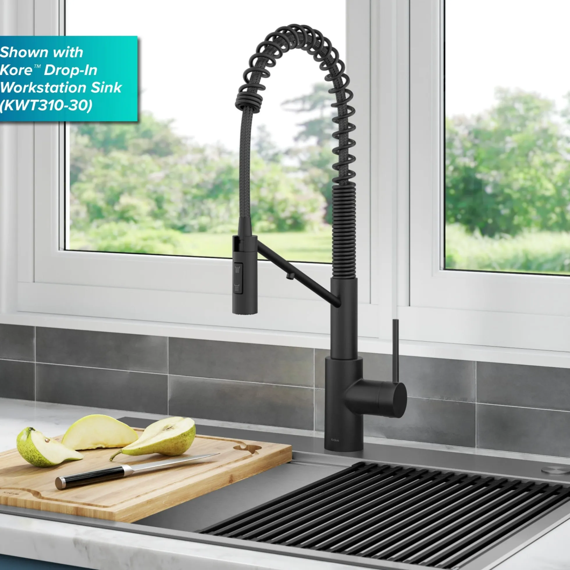 2-in-1 Commercial Style Pull-Down Single Handle Water Filter Kitchen Faucet for Reverse Osmosis or Water Filtration System in Matte Black