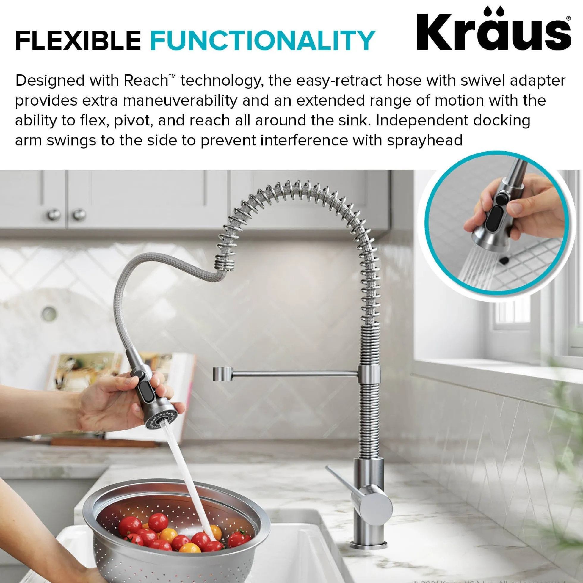 2-in-1 Commercial Style Pull Down Single Handle Water Filter Faucet for Reverse Osmosis or Water Filtration System in Matte Black