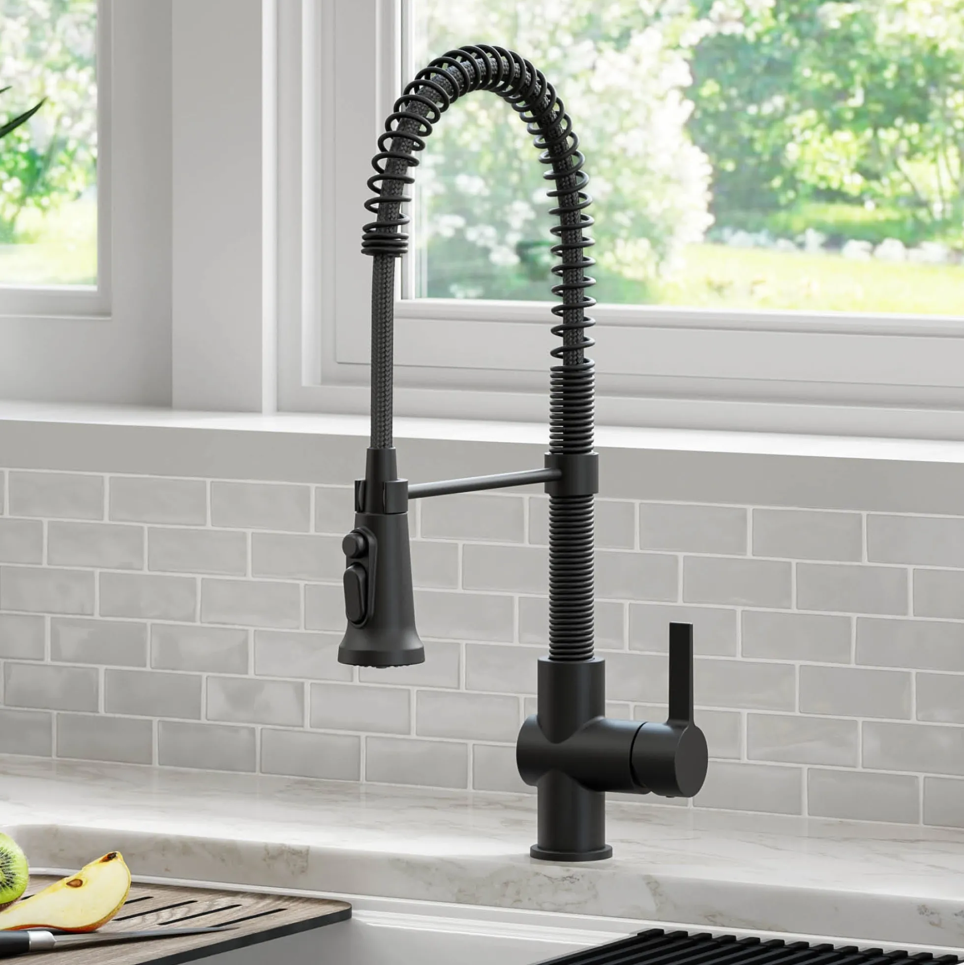 2-in-1 Commercial Style Pull Down Single Handle Water Filter Faucet for Reverse Osmosis or Water Filtration System in Matte Black