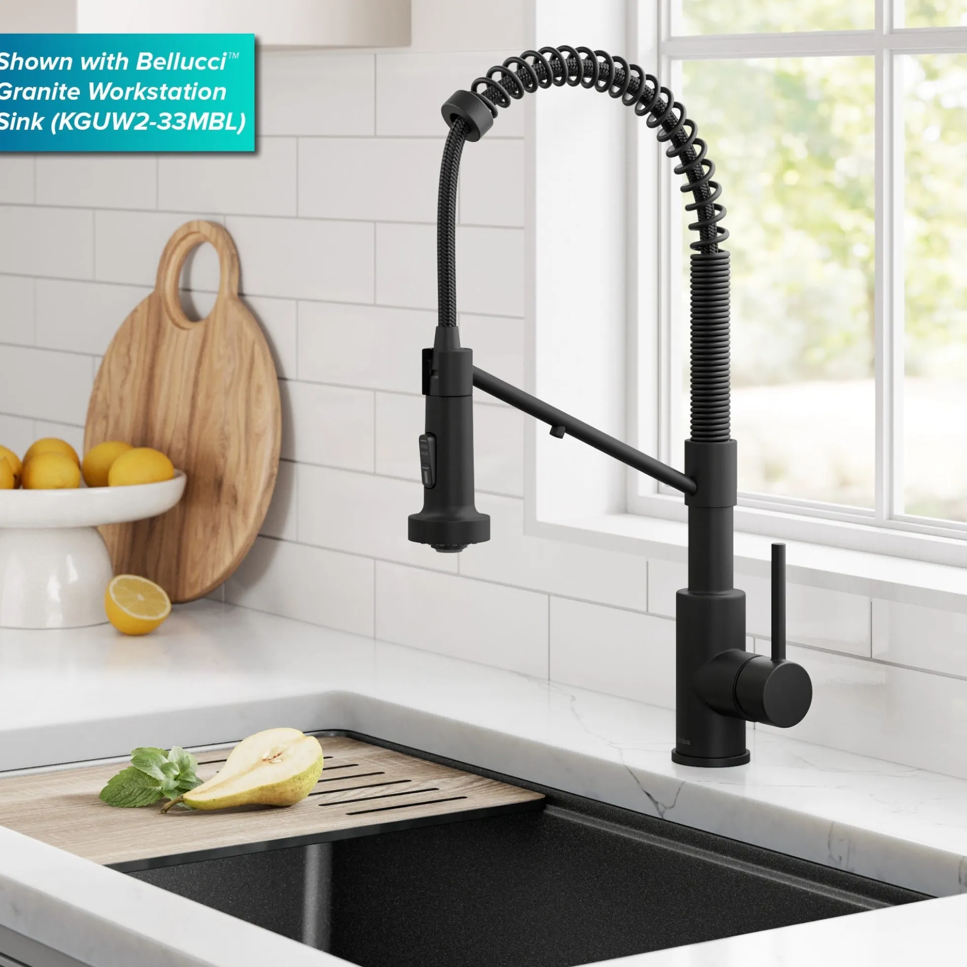 2-in-1 Commercial Style Pull Down Single Handle Water Filter Kitchen Faucet for Reverse Osmosis or Water Filtration System in Matte Black