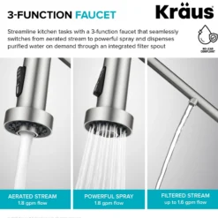 2-in-1 Commercial Style Pull Down Single Handle Water Filter Kitchen Faucet for Reverse Osmosis or Water Filtration System in Spot-Free Antique Champagne Bronze