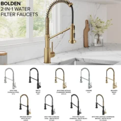 2-in-1 Commercial Style Pull Down Single Handle Water Filter Kitchen Faucet for Reverse Osmosis or Water Filtration System in Spot-Free Antique Champagne Bronze