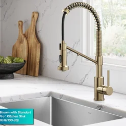 2-in-1 Commercial Style Pull Down Single Handle Water Filter Kitchen Faucet for Reverse Osmosis or Water Filtration System in Spot-Free Antique Champagne Bronze