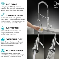 2-in-1 Commercial Style Pull Down Single Handle Water Filter Kitchen Faucet for Reverse Osmosis or Water Filtration System in Spot-Free Antique Champagne Bronze