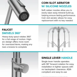 2-in-1 Commercial Style Pull-Down Single Handle Water Filter Kitchen Faucet for Reverse Osmosis or Water Filtration System in Spot-Free Stainless Steel