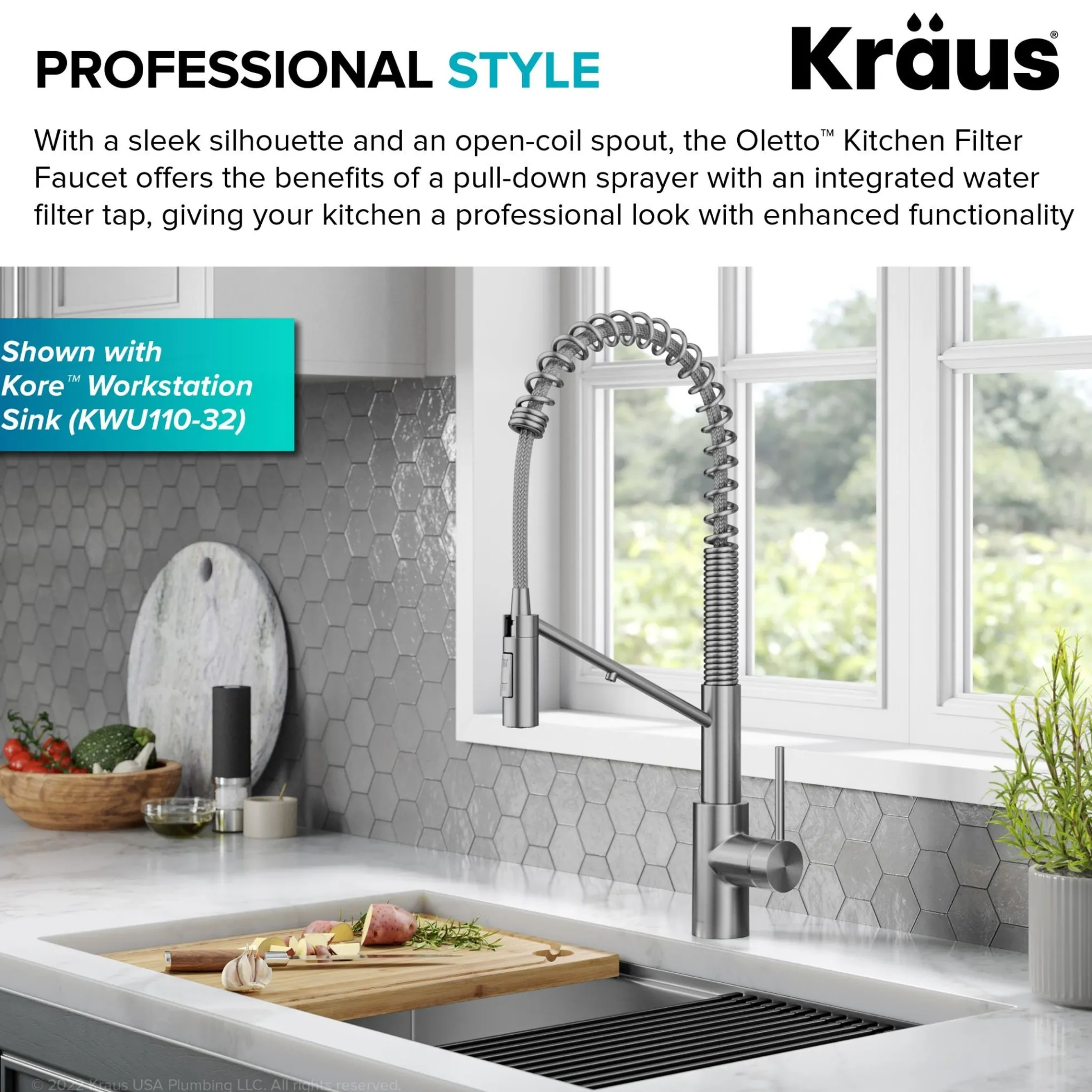 2-in-1 Commercial Style Pull-Down Single Handle Water Filter Kitchen Faucet for Reverse Osmosis or Water Filtration System in Spot-Free Stainless Steel