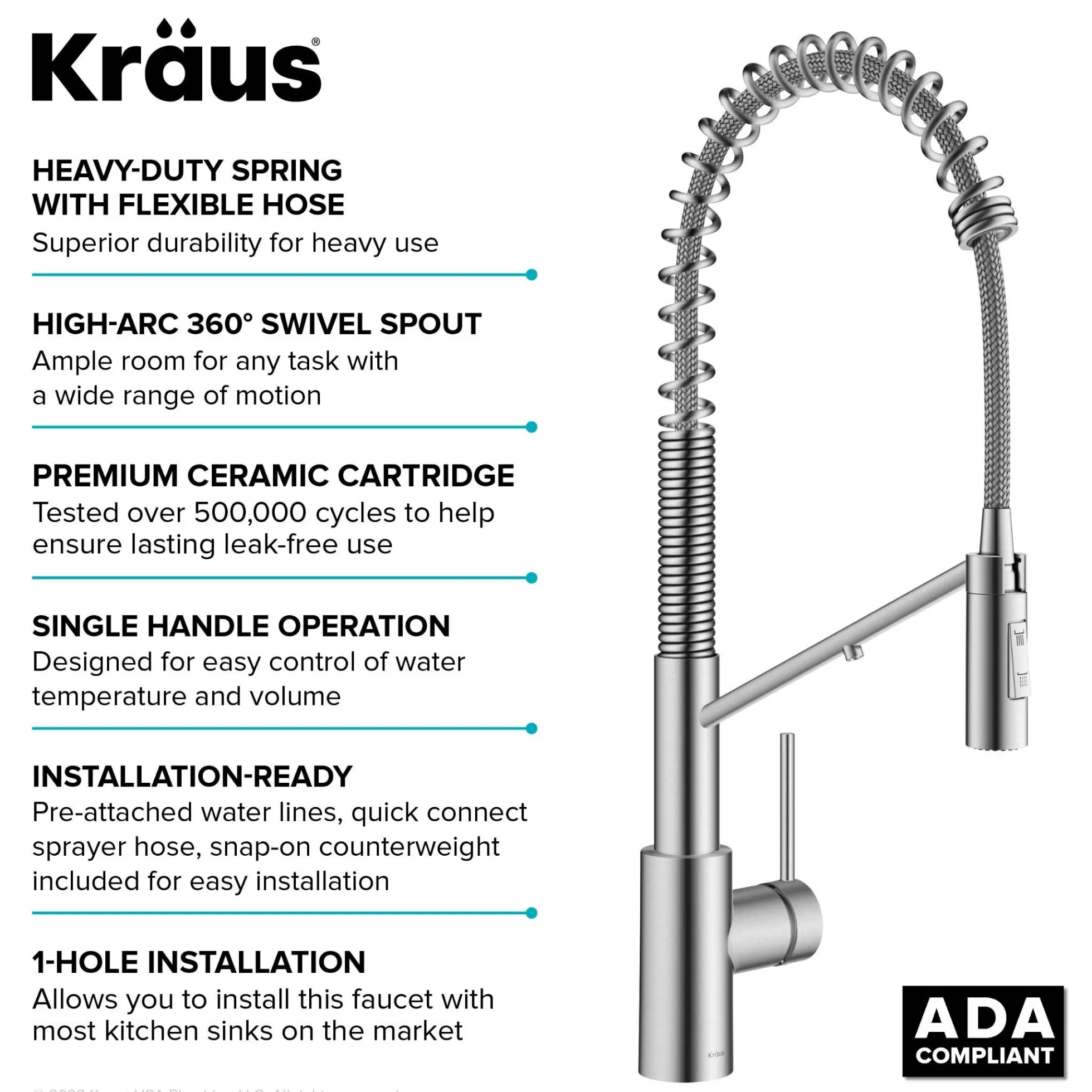 2-in-1 Commercial Style Pull-Down Single Handle Water Filter Kitchen Faucet for Reverse Osmosis or Water Filtration System in Spot-Free Stainless Steel