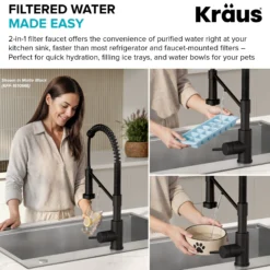 2-in-1 Commercial Style Pull Down Single Handle Water Filter Kitchen Faucet for Reverse Osmosis or Water Filtration System in Spot-Free Stainless Steel / Matte Black
