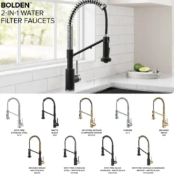 2-in-1 Commercial Style Pull Down Single Handle Water Filter Kitchen Faucet for Reverse Osmosis or Water Filtration System in Spot-Free Stainless Steel / Matte Black