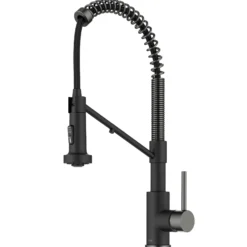 2-in-1 Commercial Style Pull Down Kitchen Faucet with Integrated Water Filter Tap for Reverse Osmosis or Water Filtration System in Matte Black / Spot-Free Black Stainless Steel