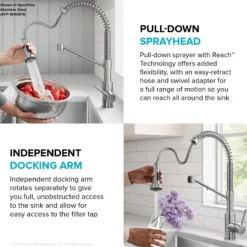 2-in-1 Commercial Style Pull Down Kitchen Faucet with Integrated Water Filter Tap for Reverse Osmosis or Water Filtration System in Matte Black / Spot-Free Black Stainless Steel