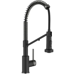 2-in-1 Commercial Style Pull Down Kitchen Faucet with Integrated Water Filter Tap for Reverse Osmosis or Water Filtration System in Matte Black / Spot-Free Black Stainless Steel