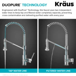 2-in-1 Commercial Style Pull Down Kitchen Faucet with Integrated Water Filter Tap for Reverse Osmosis or Water Filtration System in Matte Black / Spot-Free Black Stainless Steel