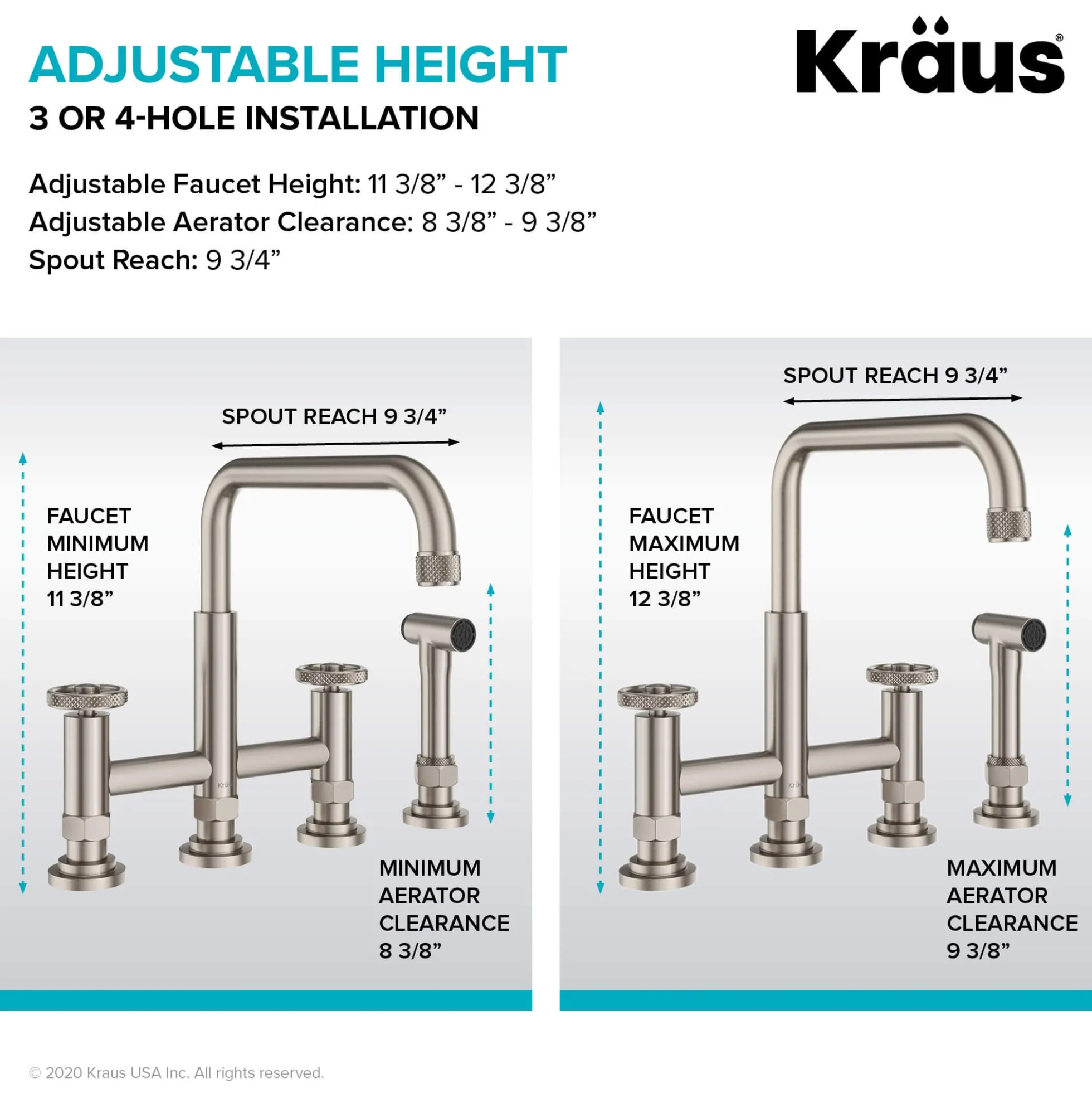 Industrial Bridge Kitchen Faucet and Water Filter Faucet Combo in Matte Black