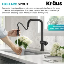 Industrial Pull-Down Single Handle Kitchen Faucet in Black Stainless Steel