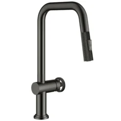 Industrial Pull-Down Single Handle Kitchen Faucet in Black Stainless Steel