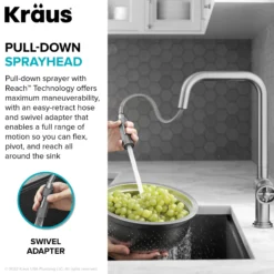 Industrial Pull-Down Single Handle Kitchen Faucet in Black Stainless Steel