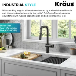 Industrial Pull-Down Single Handle Kitchen Faucet in Black Stainless Steel
