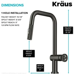Industrial Pull-Down Single Handle Kitchen Faucet in Black Stainless Steel