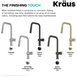 Industrial Pull-Down Single Handle Kitchen Faucet in Brushed Gold