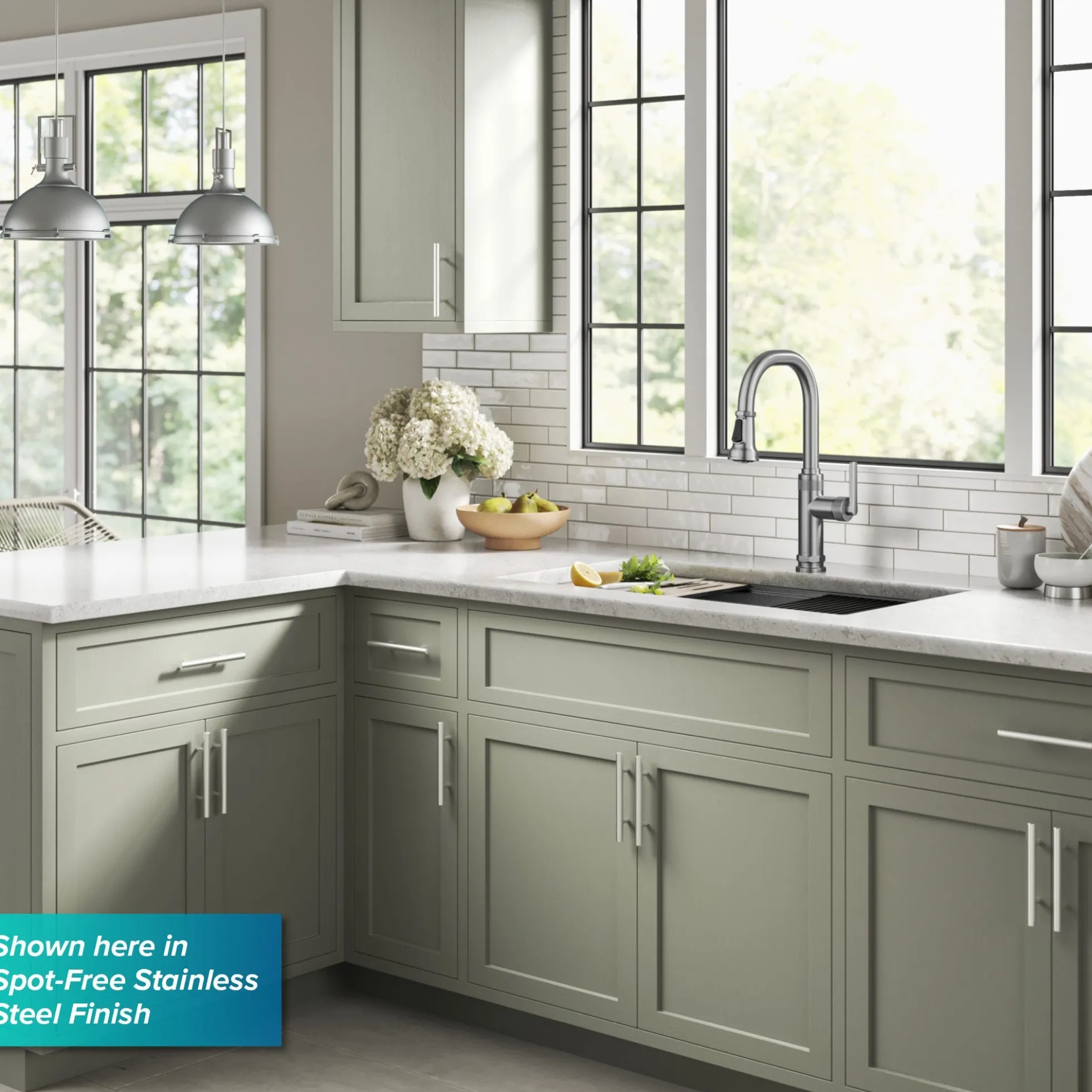 Industrial Pull-Down Single Handle Kitchen Faucet in Chrome