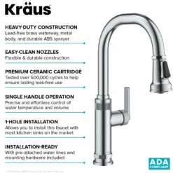 Industrial Pull-Down Single Handle Kitchen Faucet in Chrome