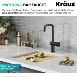 Industrial Pull-Down Single Handle Kitchen Faucet in Matte Black