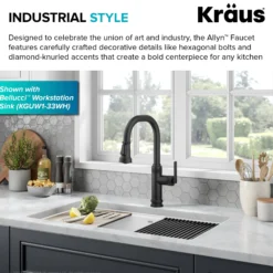 Industrial Pull-Down Single Handle Kitchen Faucet in Matte Black