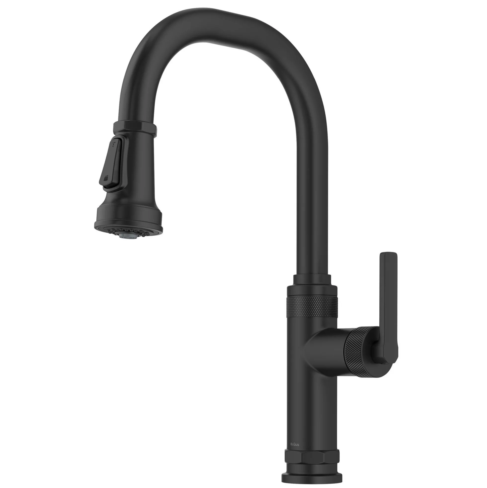 Industrial Pull-Down Single Handle Kitchen Faucet in Matte Black